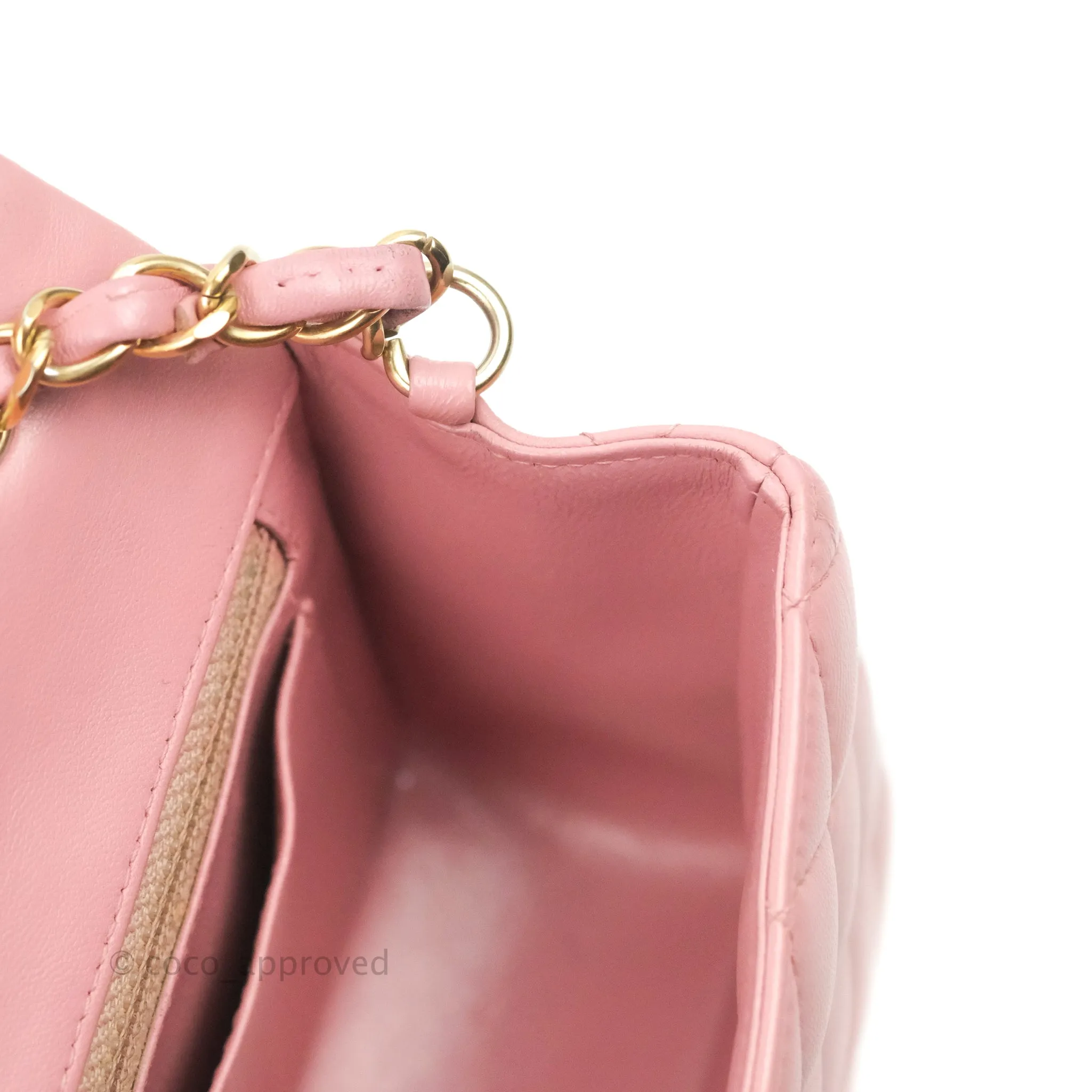Chanel Quilted Mini Rectangular Flap Pink Lambskin Gold Hardware