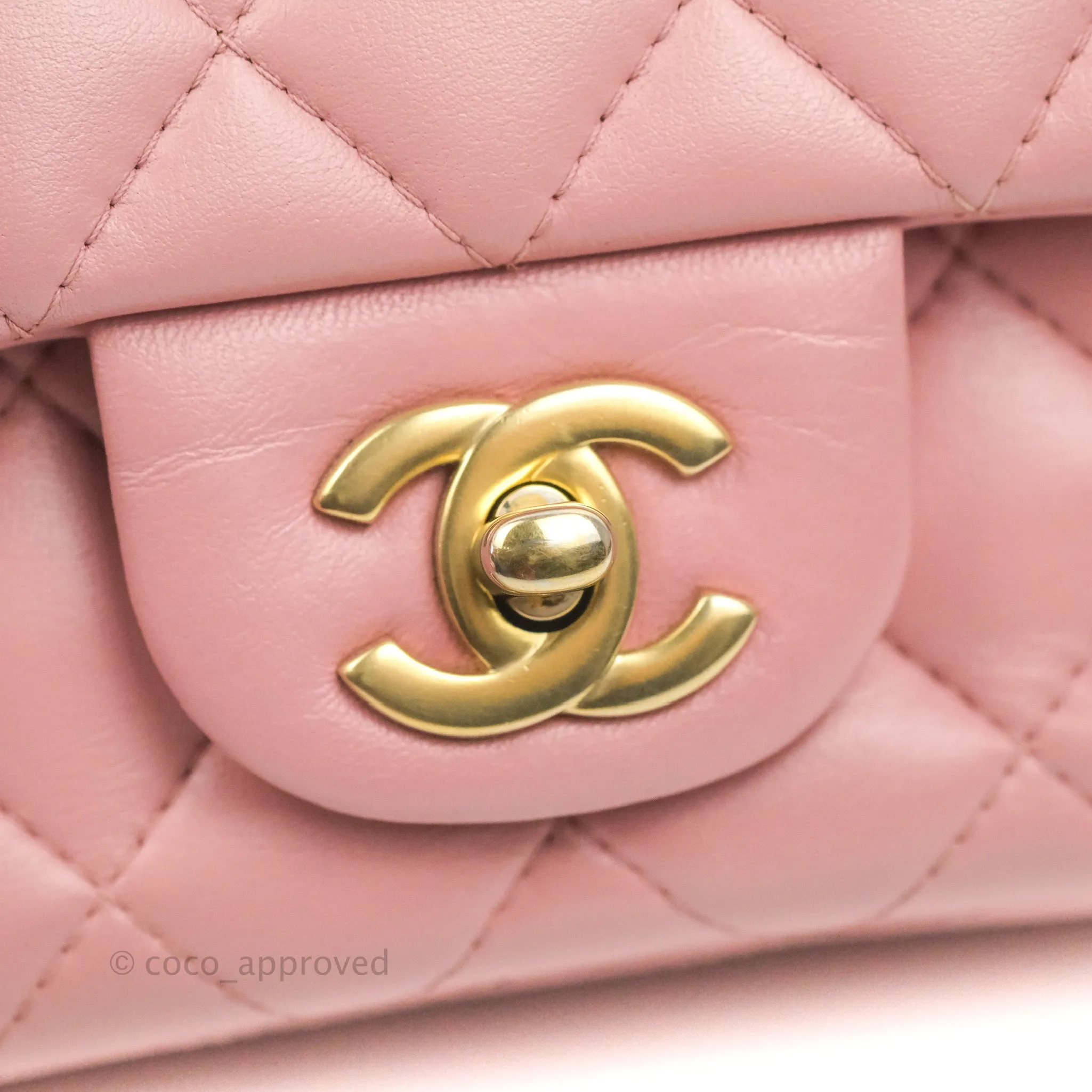 Chanel Quilted Mini Rectangular Flap Pink Lambskin Gold Hardware