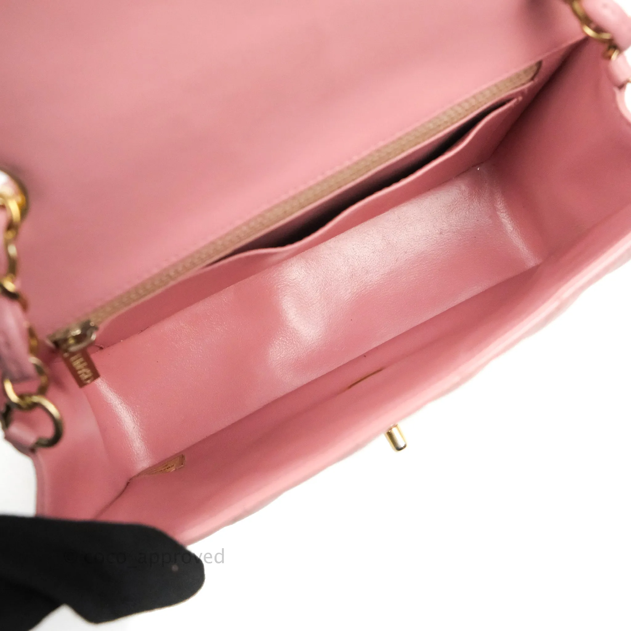 Chanel Quilted Mini Rectangular Flap Pink Lambskin Gold Hardware