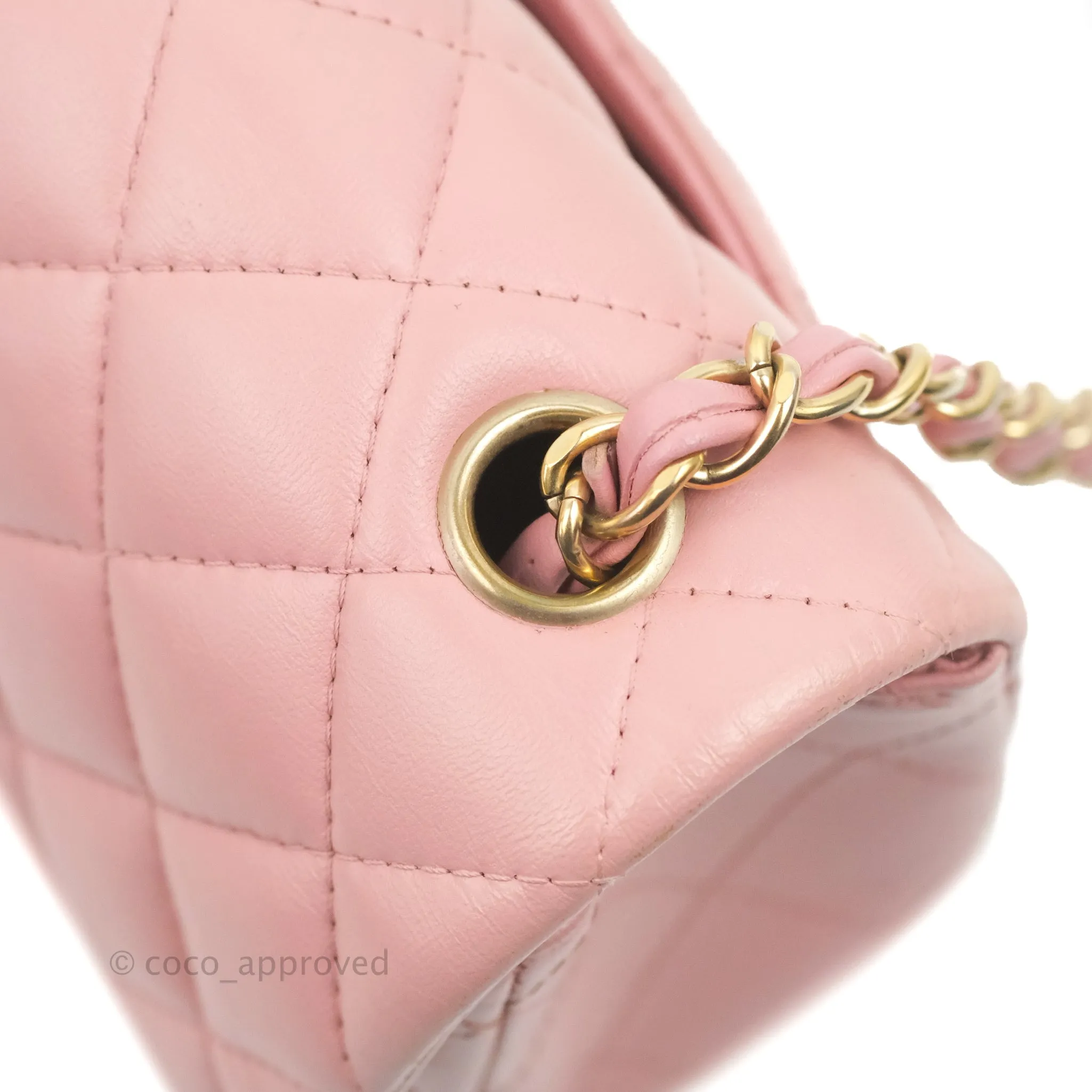 Chanel Quilted Mini Rectangular Flap Pink Lambskin Gold Hardware