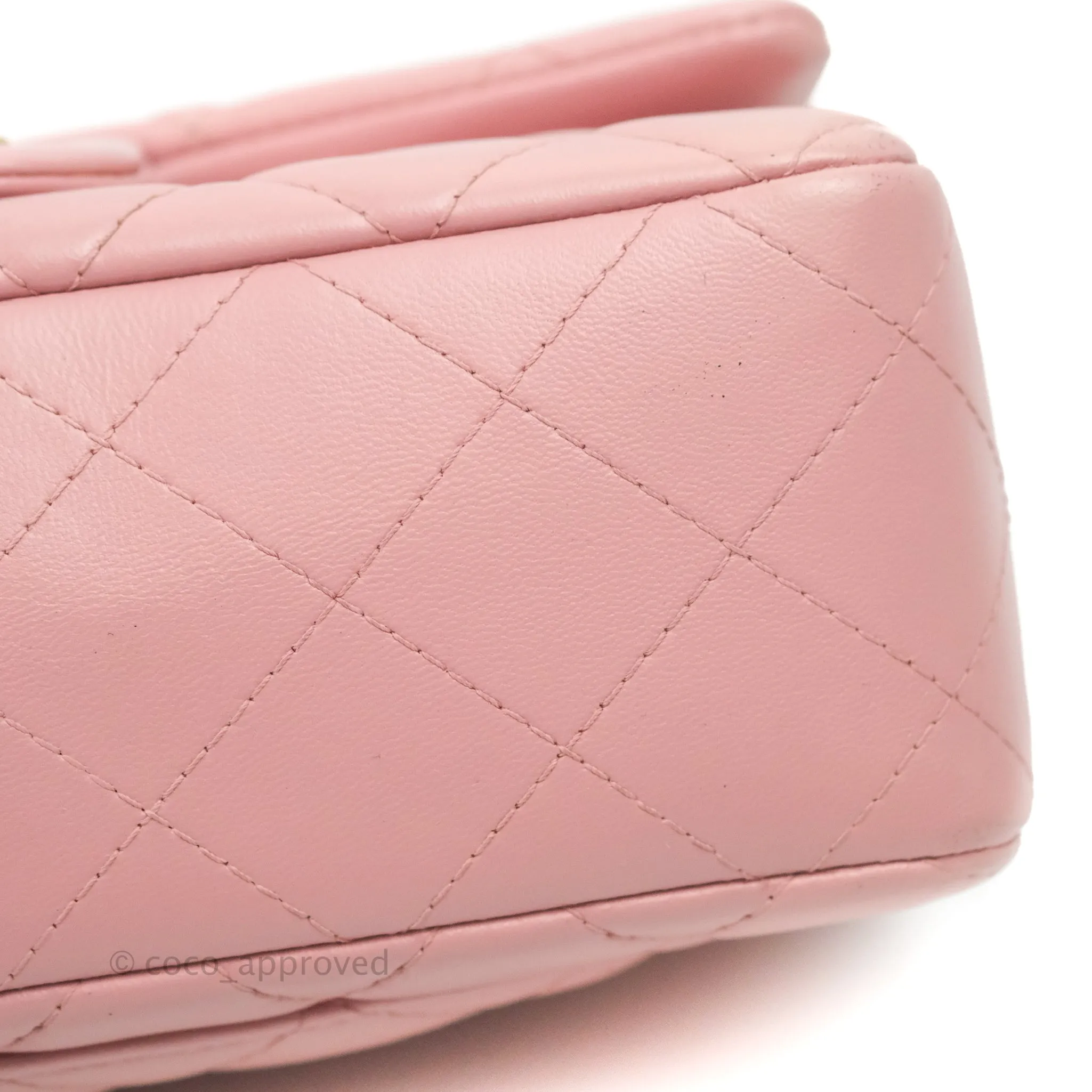 Chanel Quilted Mini Rectangular Flap Pink Lambskin Gold Hardware