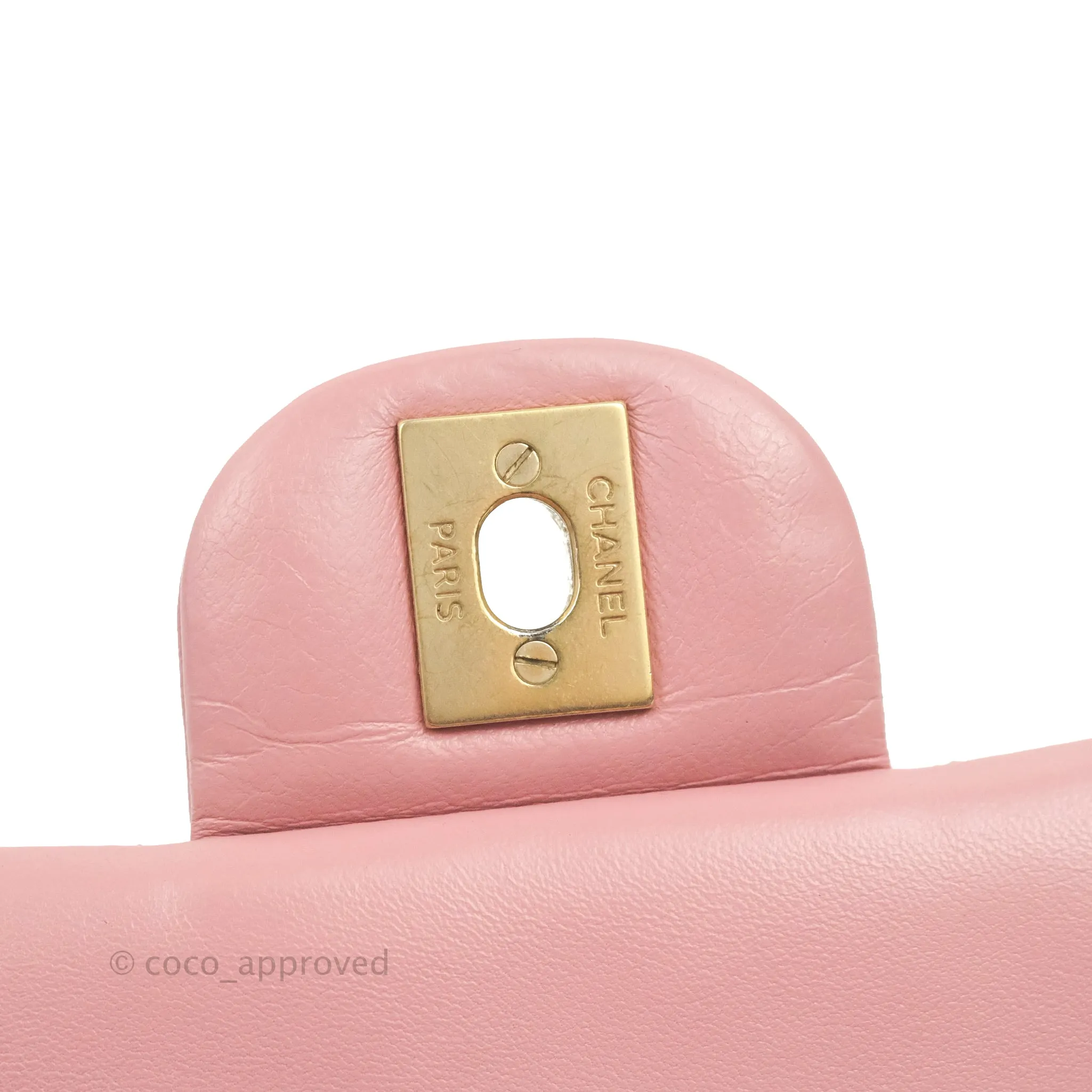 Chanel Quilted Mini Rectangular Flap Pink Lambskin Gold Hardware
