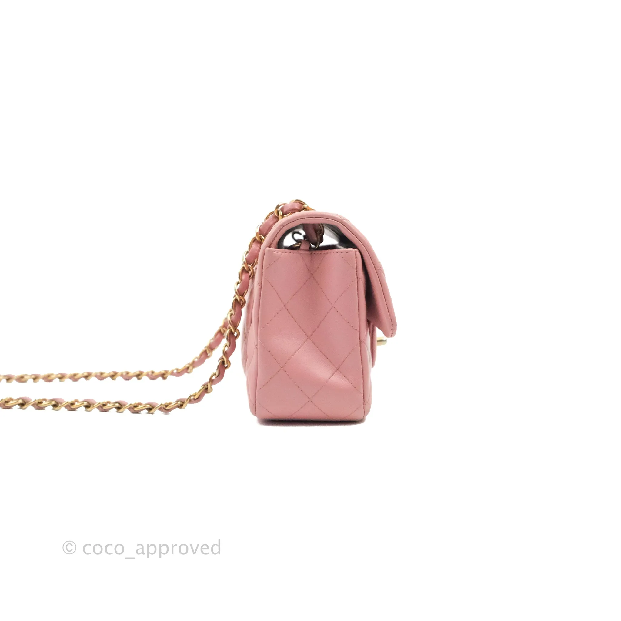 Chanel Quilted Mini Rectangular Flap Pink Lambskin Gold Hardware