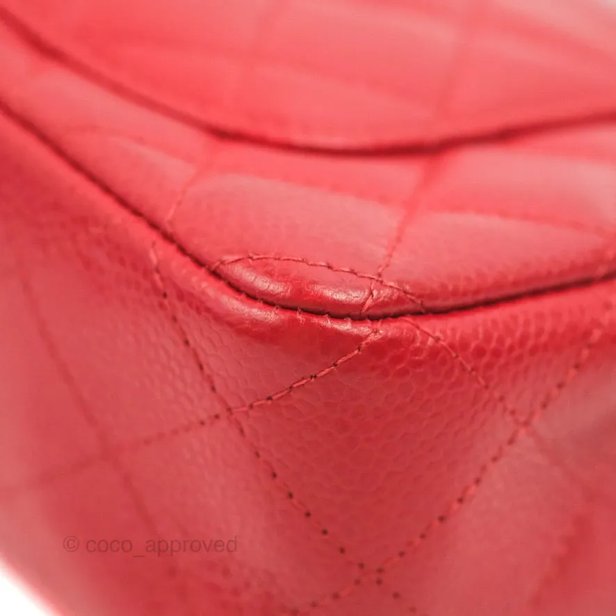 Chanel Quilted Mini Rectangular Flap Red Caviar Silver Hardware