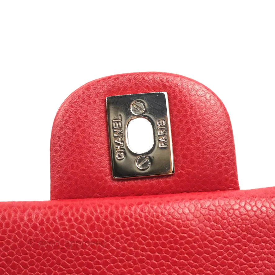 Chanel Quilted Mini Rectangular Flap Red Caviar Silver Hardware