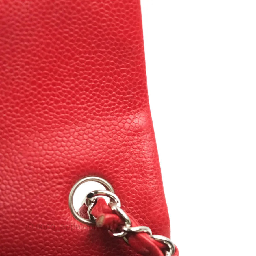 Chanel Quilted Mini Rectangular Flap Red Caviar Silver Hardware