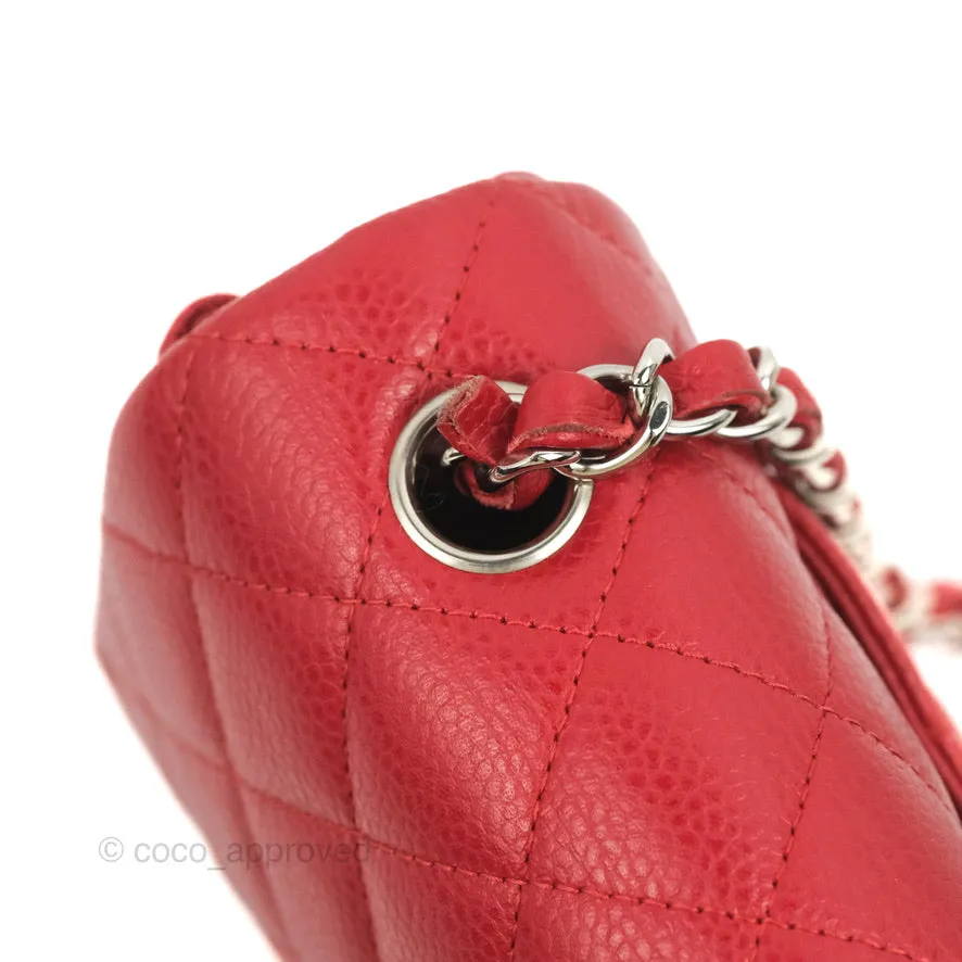 Chanel Quilted Mini Rectangular Flap Red Caviar Silver Hardware