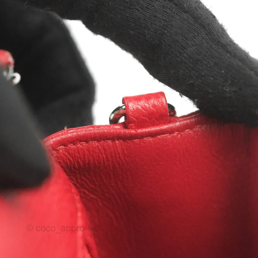 Chanel Quilted Mini Rectangular Flap Red Caviar Silver Hardware