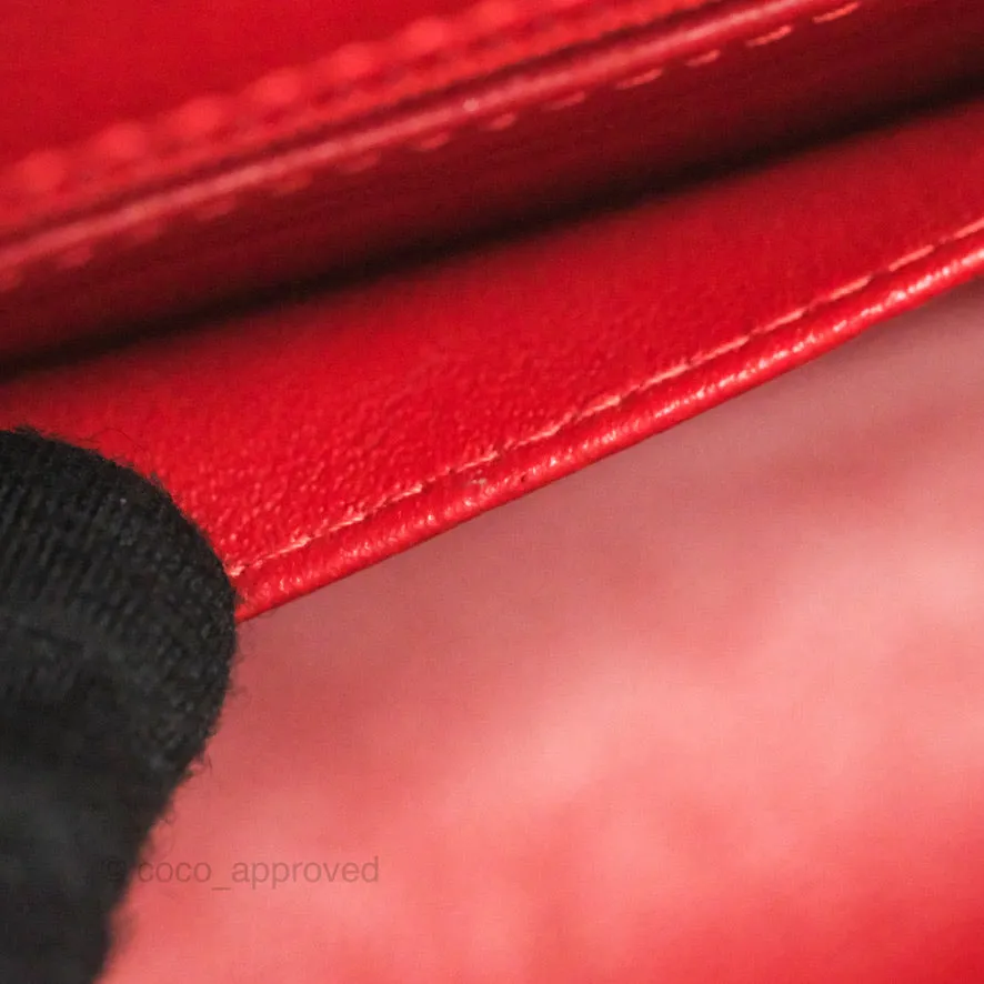 Chanel Quilted Mini Rectangular Flap Red Caviar Silver Hardware