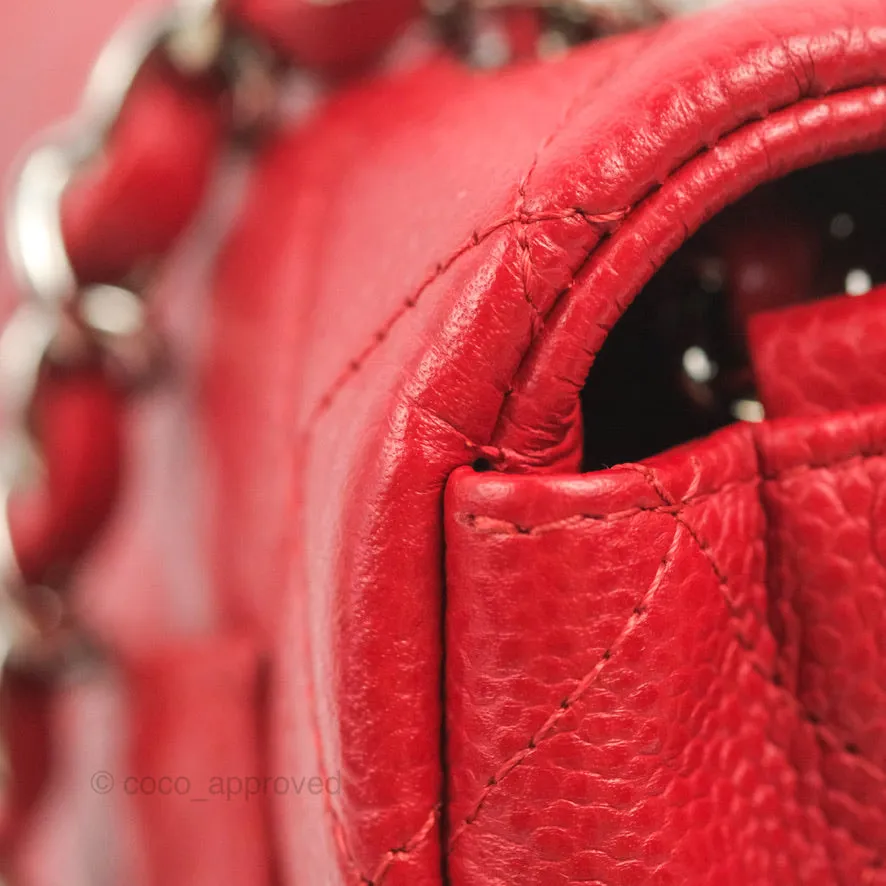 Chanel Quilted Mini Rectangular Flap Red Caviar Silver Hardware