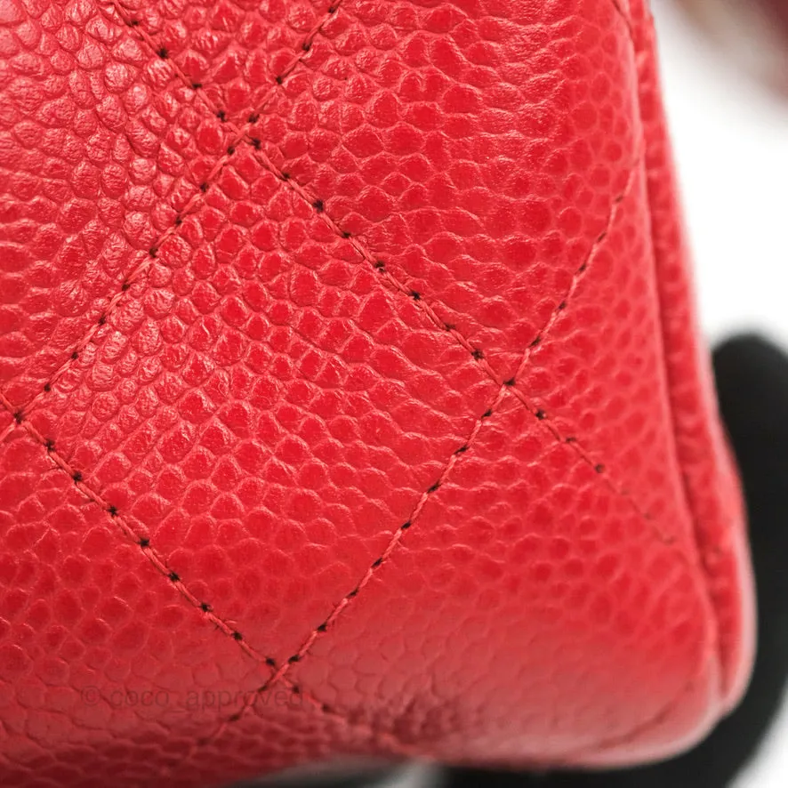 Chanel Quilted Mini Rectangular Flap Red Caviar Silver Hardware