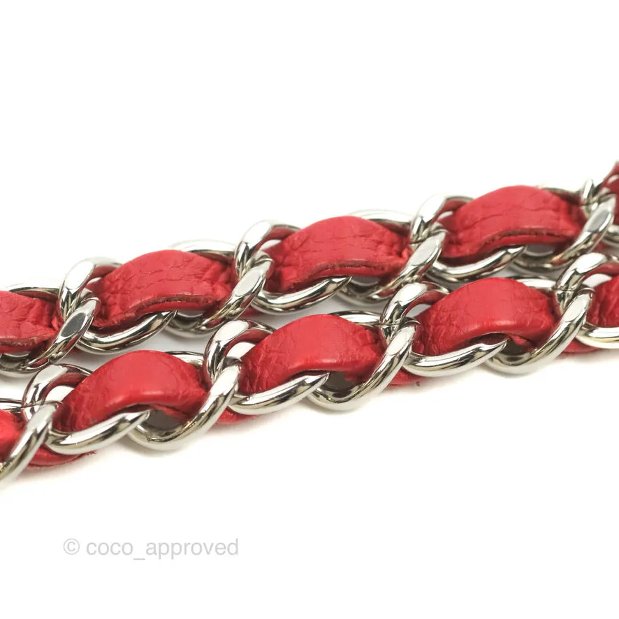 Chanel Quilted Mini Rectangular Flap Red Caviar Silver Hardware