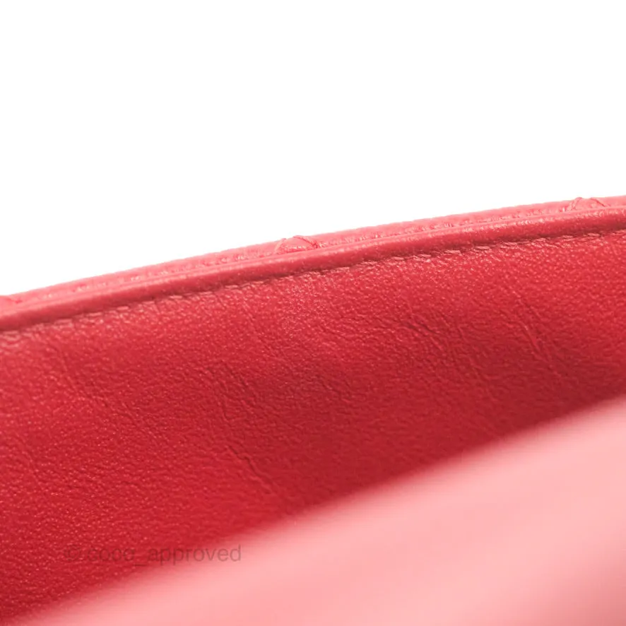 Chanel Quilted Mini Rectangular Flap Red Caviar Silver Hardware