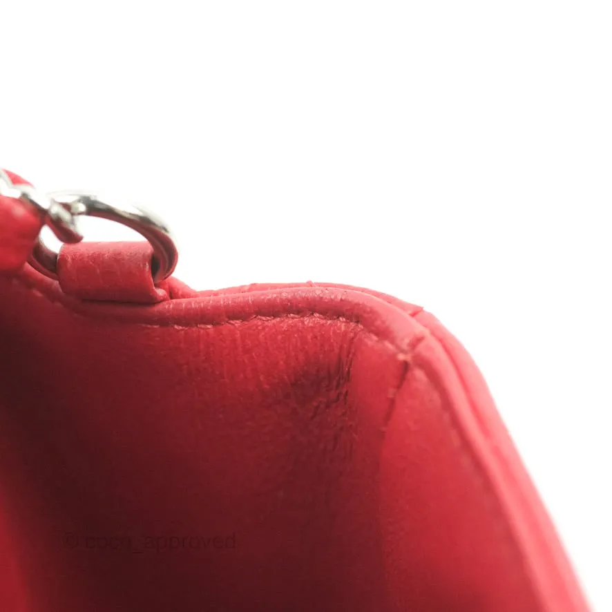 Chanel Quilted Mini Rectangular Flap Red Caviar Silver Hardware