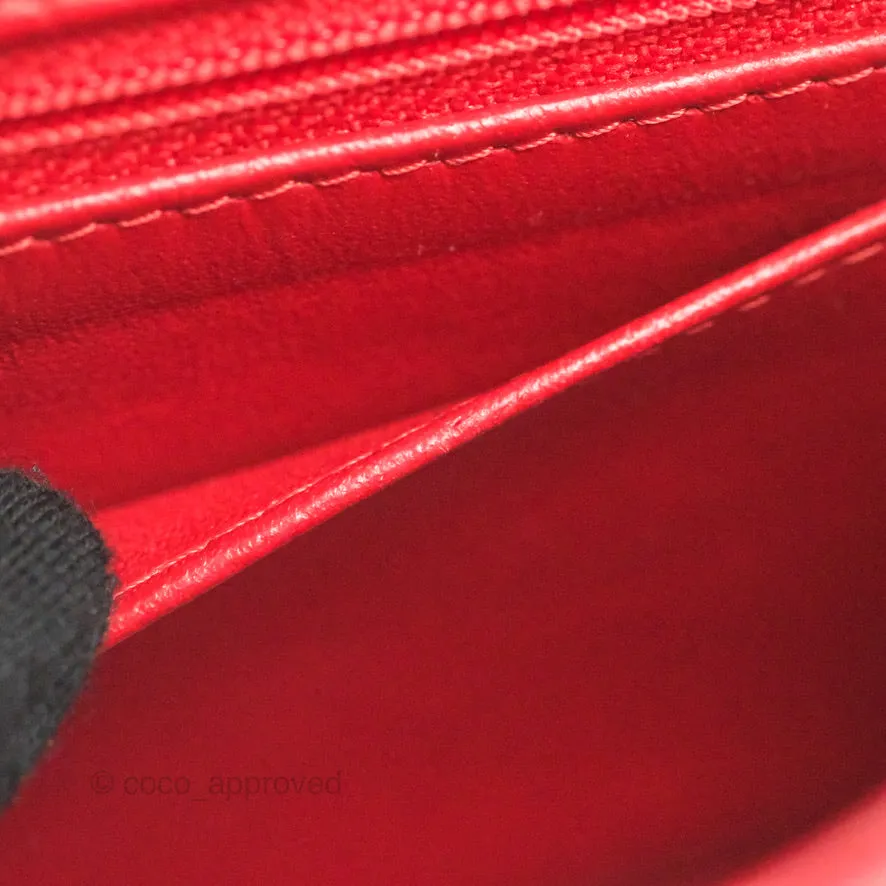 Chanel Quilted Mini Rectangular Flap Red Caviar Silver Hardware