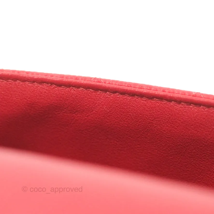 Chanel Quilted Mini Rectangular Flap Red Caviar Silver Hardware