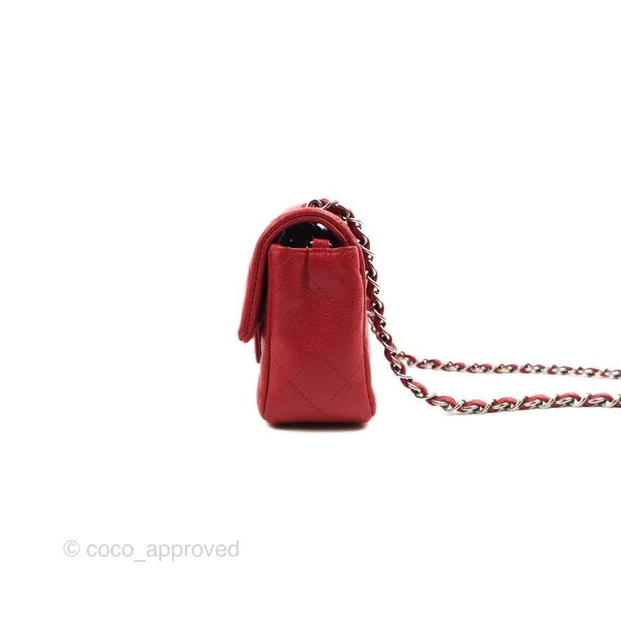Chanel Quilted Mini Rectangular Flap Red Caviar Silver Hardware