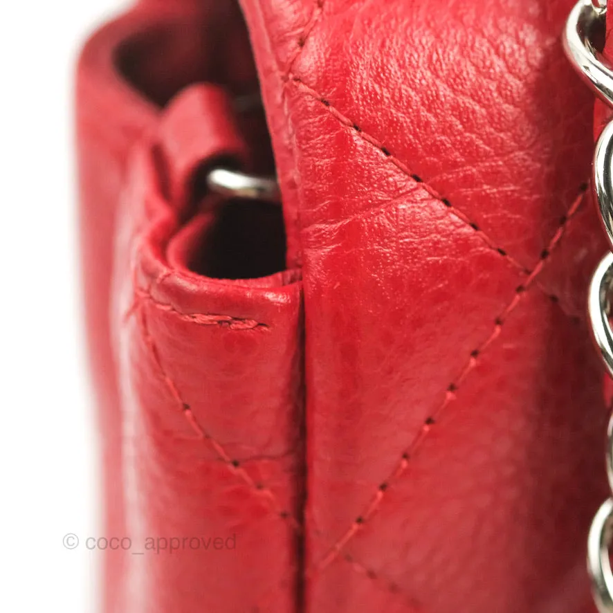 Chanel Quilted Mini Rectangular Flap Red Caviar Silver Hardware
