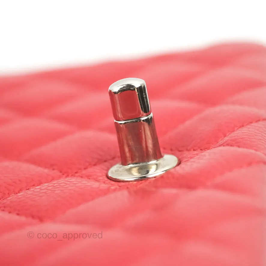 Chanel Quilted Mini Rectangular Flap Red Caviar Silver Hardware