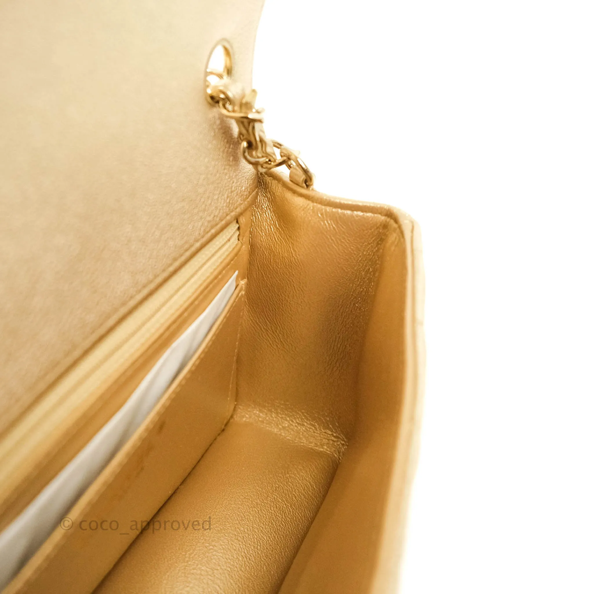 Chanel Quilted Mini Rectangular Iridescent Gold Lambskin Gold Hardware