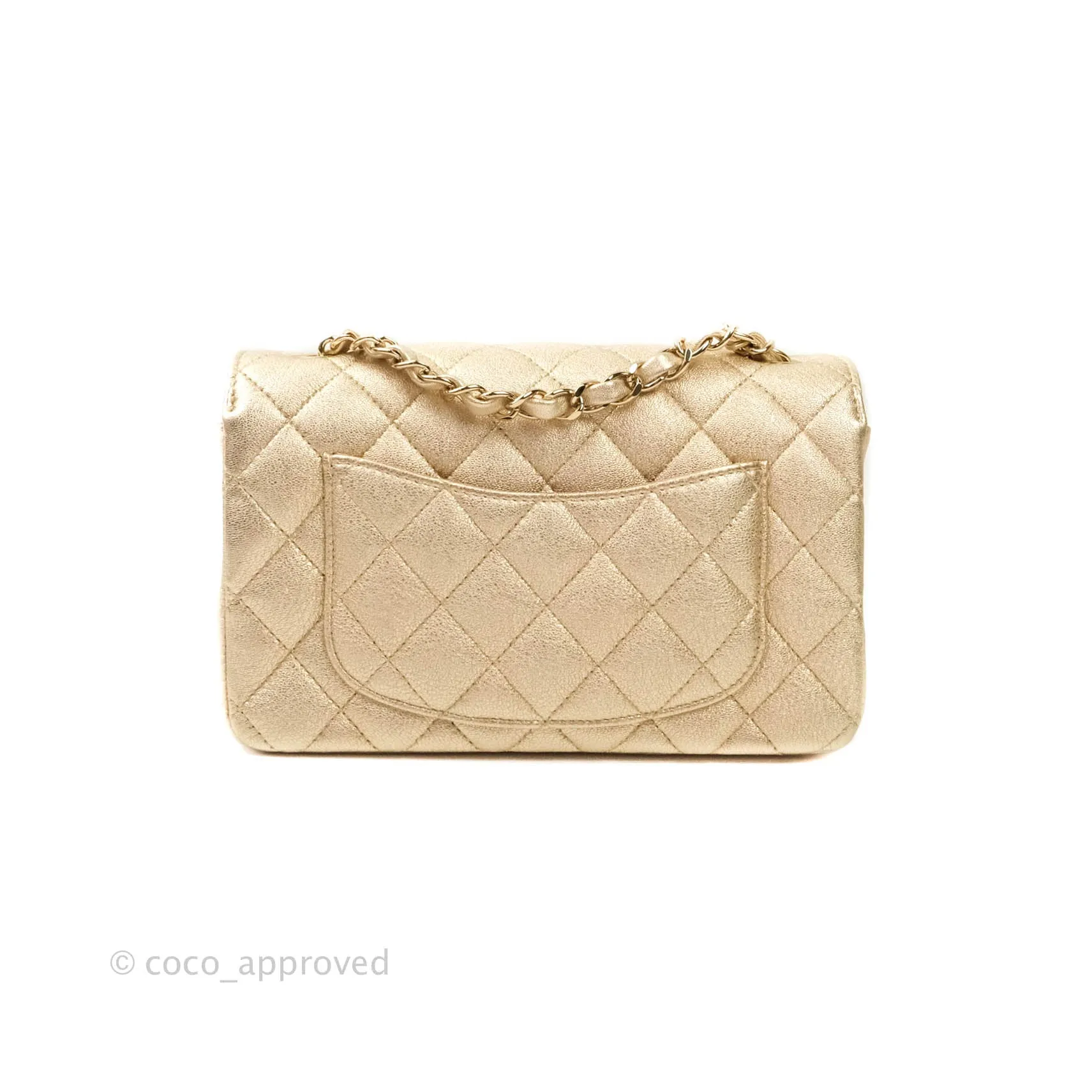 Chanel Quilted Mini Rectangular Iridescent Gold Lambskin Gold Hardware