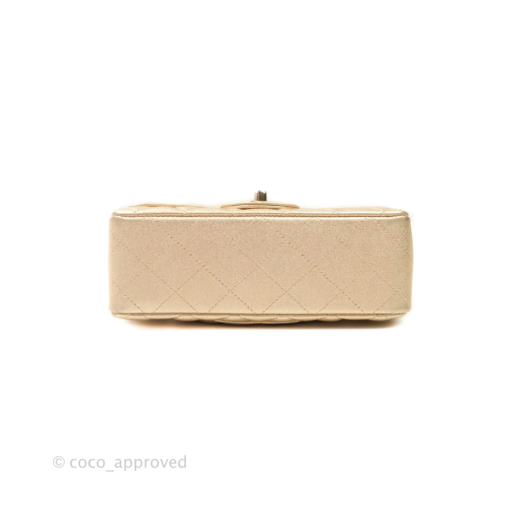 Chanel Quilted Mini Rectangular Iridescent Gold Lambskin Gold Hardware