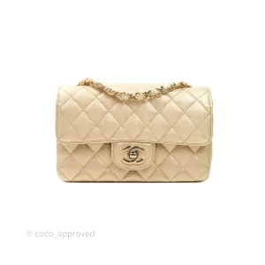 Chanel Quilted Mini Rectangular Iridescent Gold Lambskin Gold Hardware