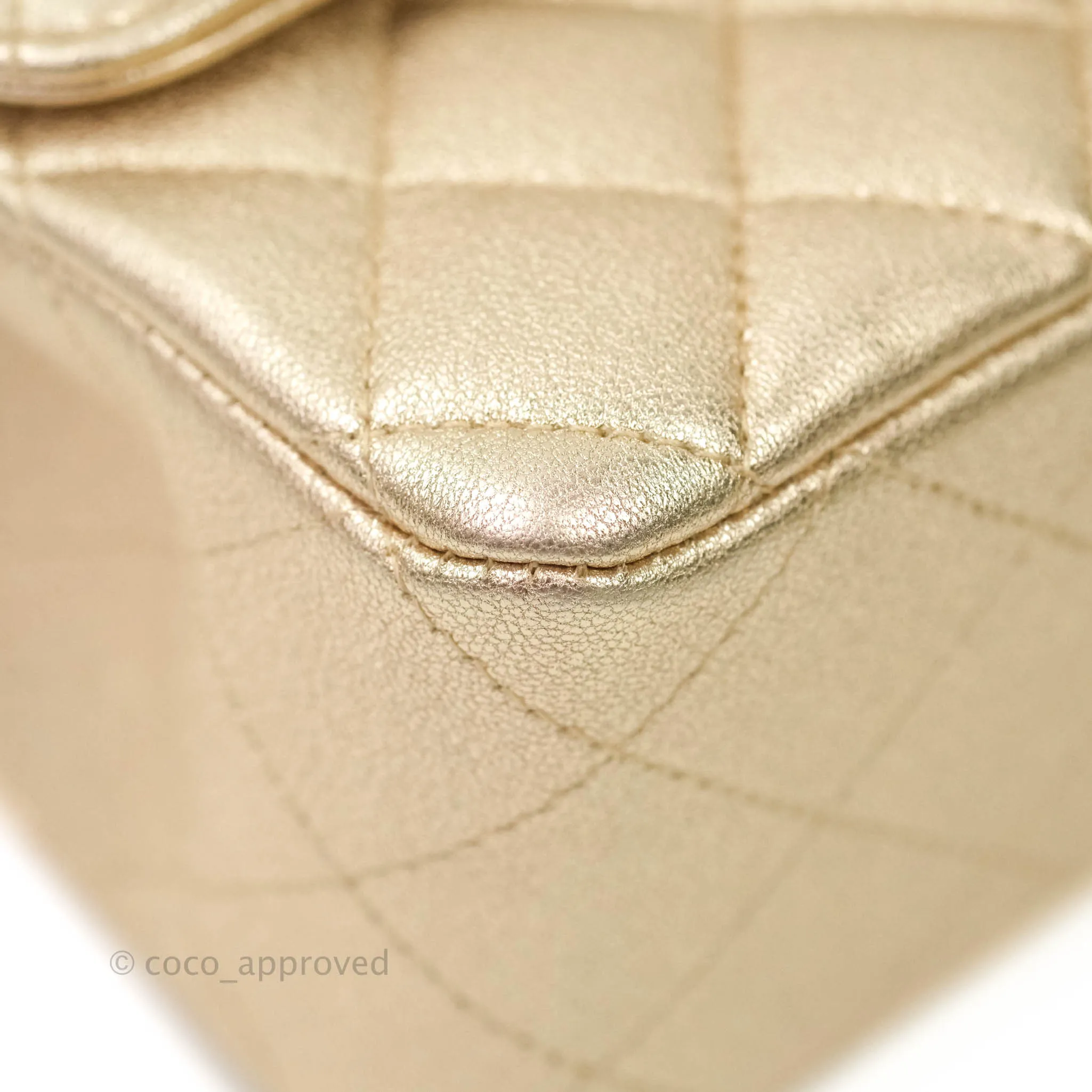 Chanel Quilted Mini Rectangular Iridescent Gold Lambskin Gold Hardware