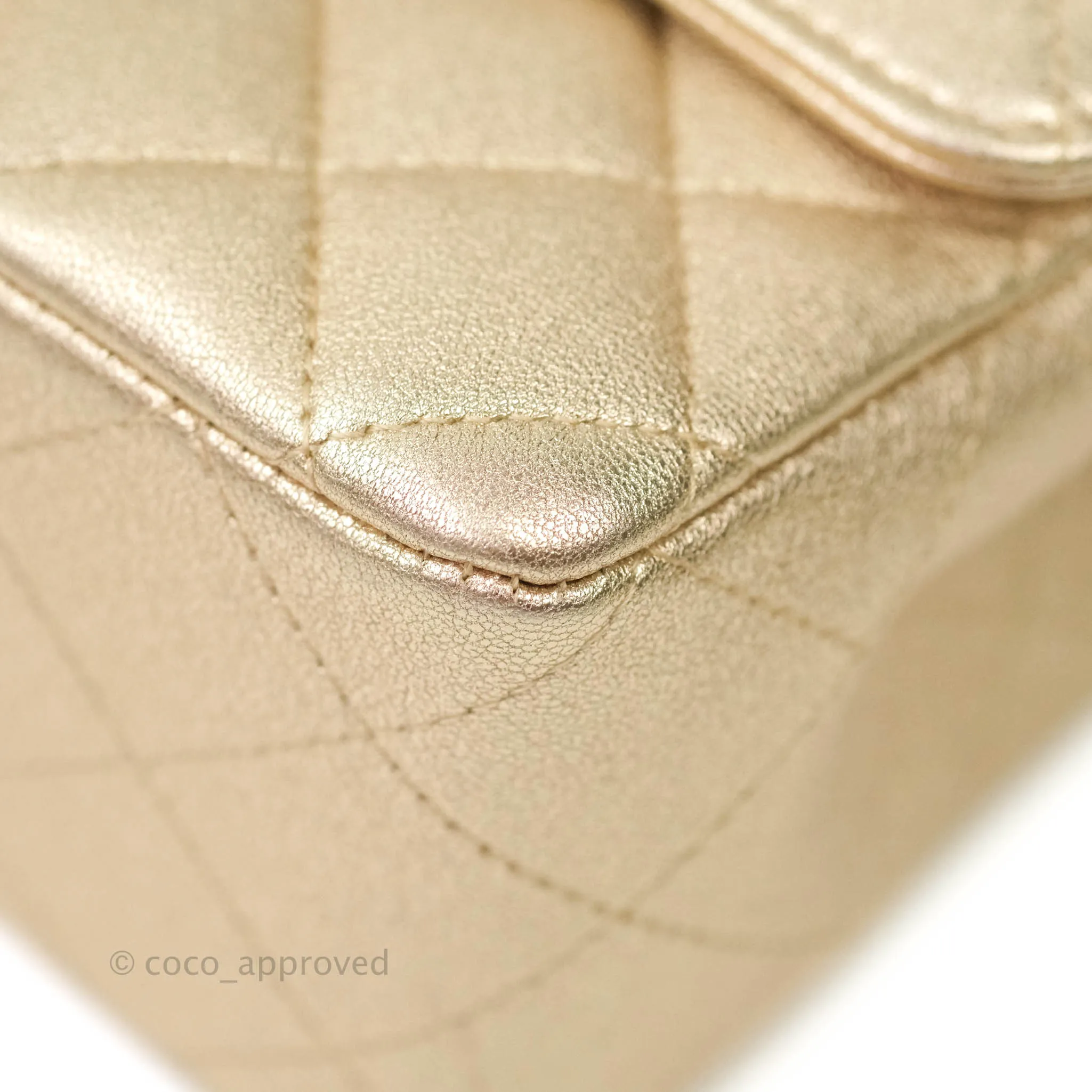 Chanel Quilted Mini Rectangular Iridescent Gold Lambskin Gold Hardware