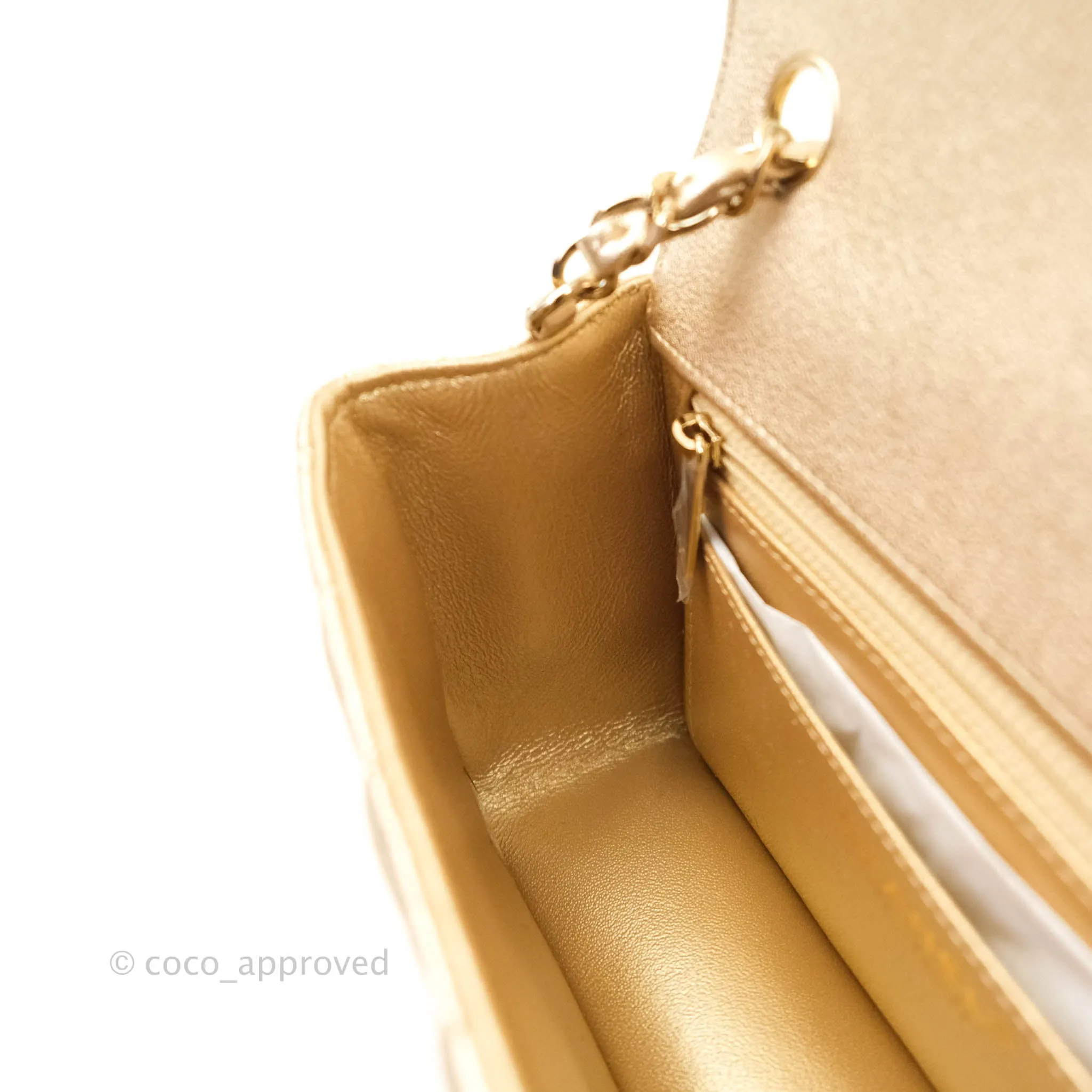 Chanel Quilted Mini Rectangular Iridescent Gold Lambskin Gold Hardware