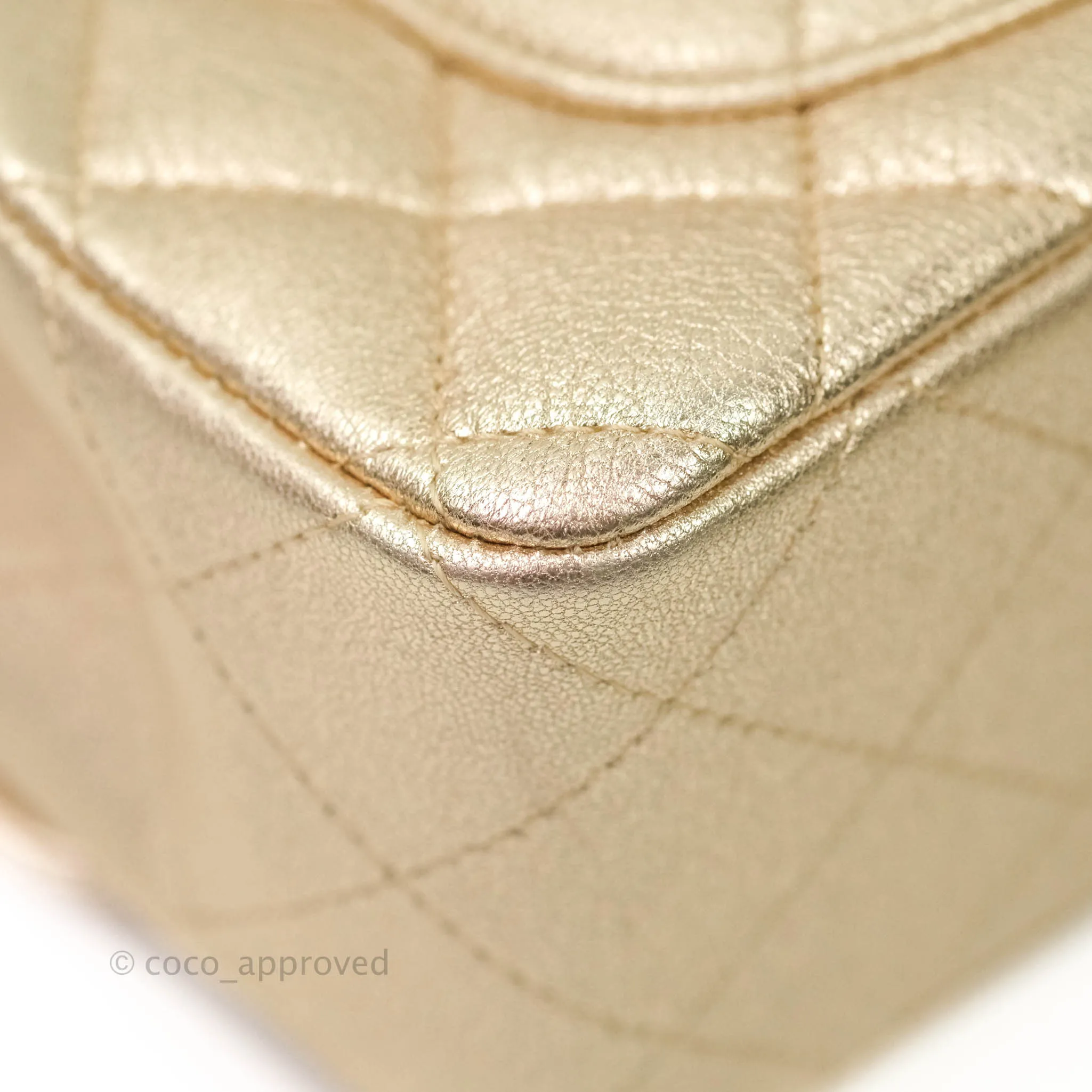 Chanel Quilted Mini Rectangular Iridescent Gold Lambskin Gold Hardware