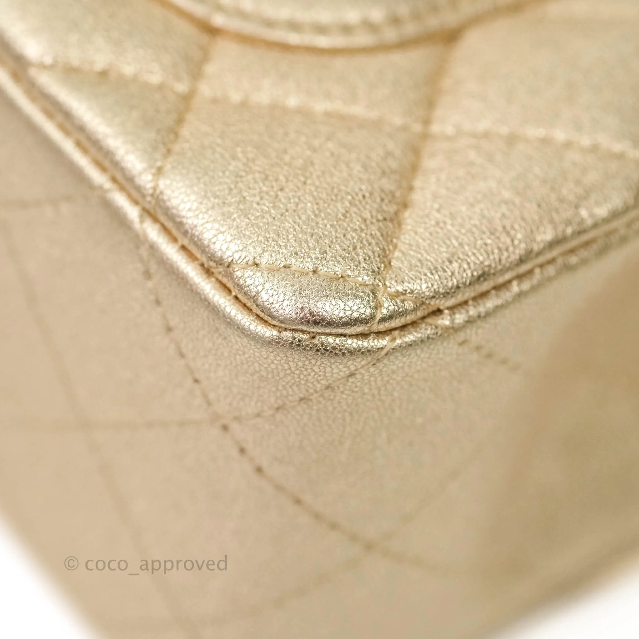 Chanel Quilted Mini Rectangular Iridescent Gold Lambskin Gold Hardware