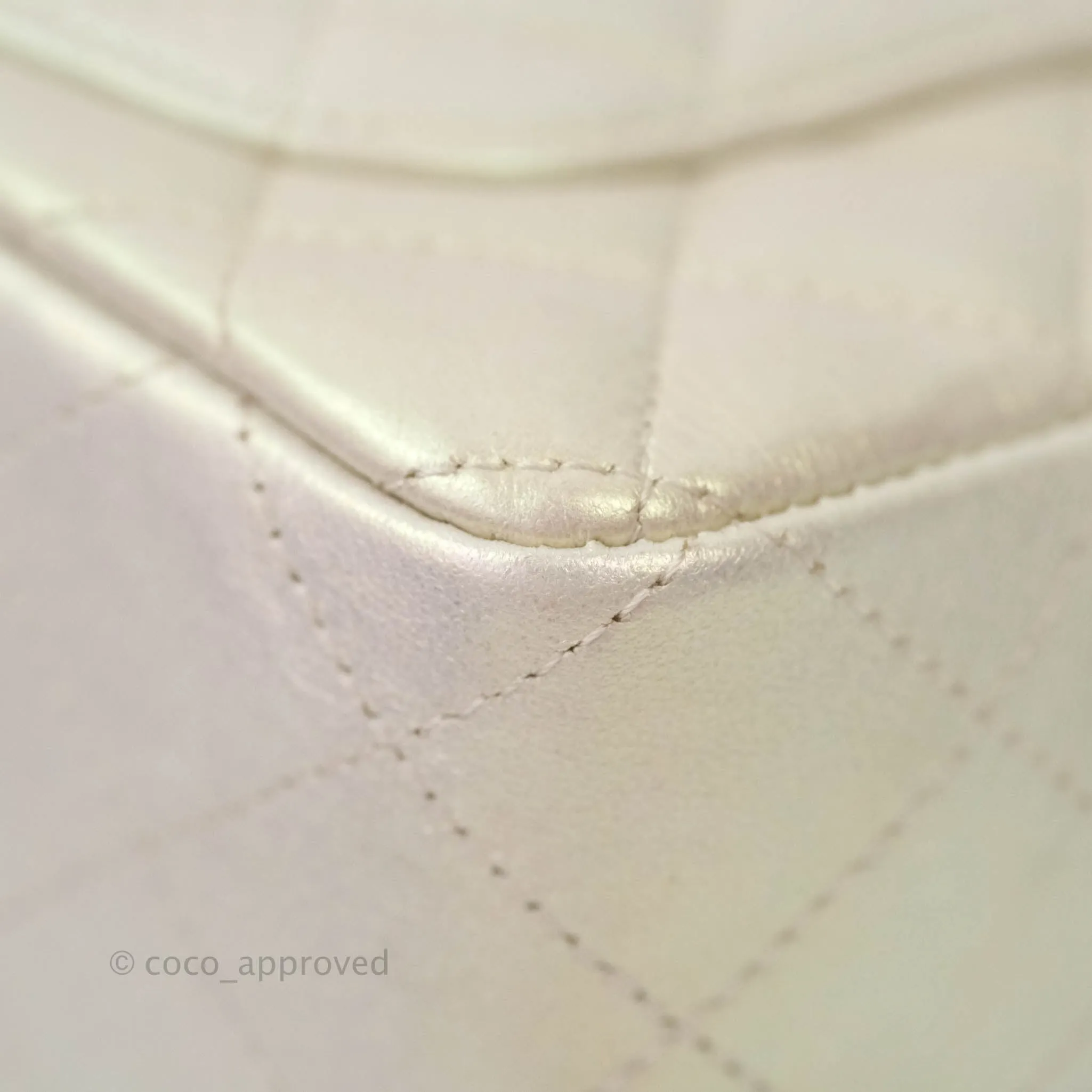 Chanel Quilted Mini Rectangular Iridescent Ivory Lambskin Gold Hardware