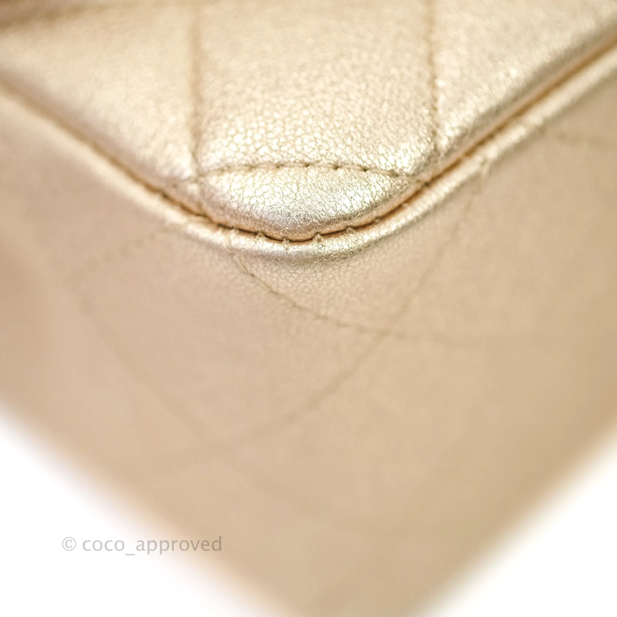 Chanel Quilted Mini Rectangular Metallic Champagne Gold Lambskin Gold Hardware