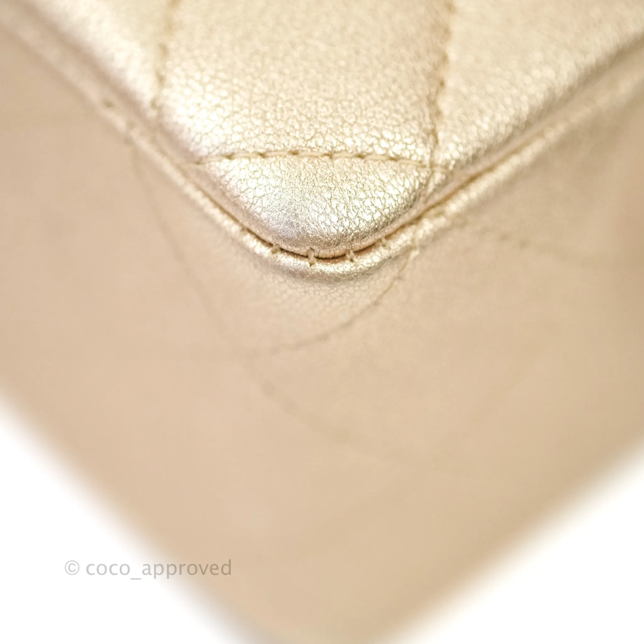 Chanel Quilted Mini Rectangular Metallic Champagne Gold Lambskin Gold Hardware