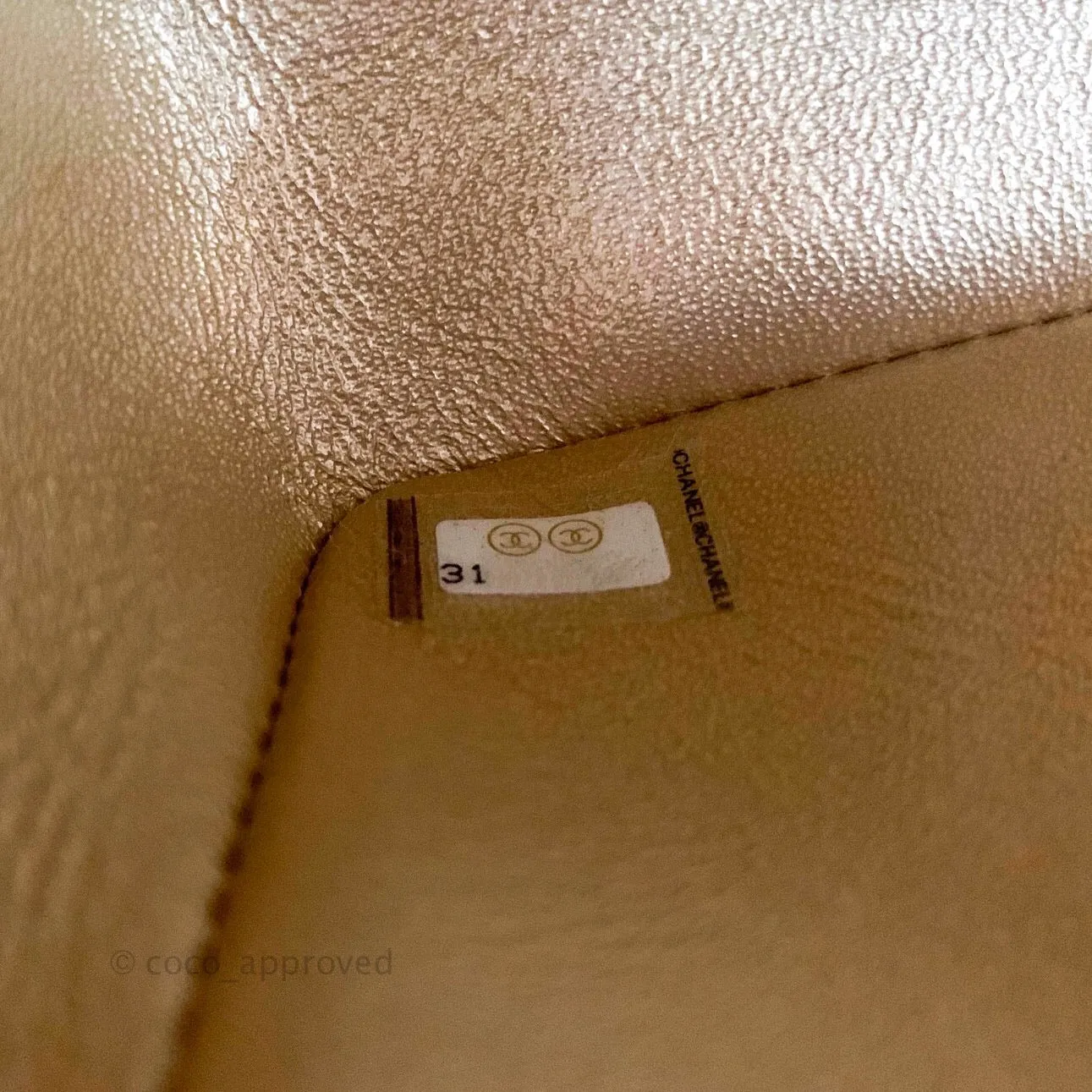 Chanel Quilted Mini Rectangular Metallic Champagne Gold Lambskin Gold Hardware