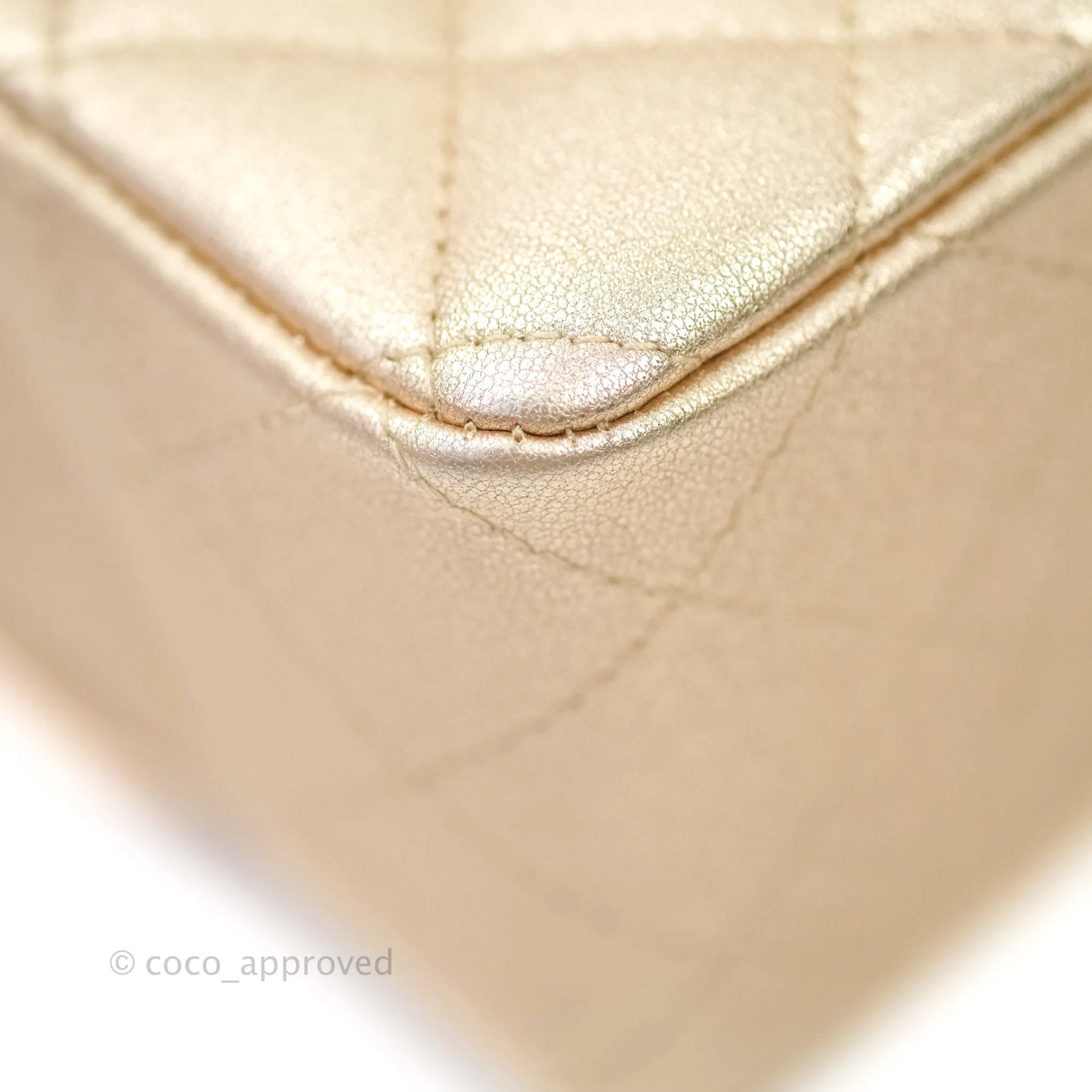 Chanel Quilted Mini Rectangular Metallic Champagne Gold Lambskin Gold Hardware