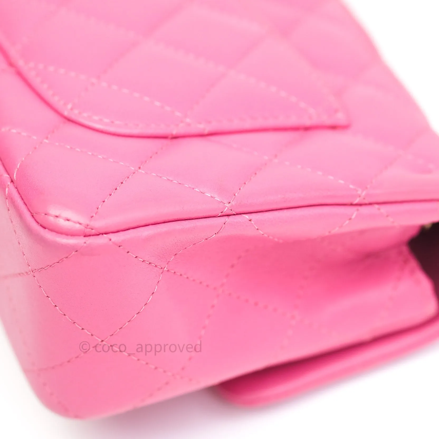 Chanel Quilted Mini Rectangular Pink Lambskin Gold Hardware