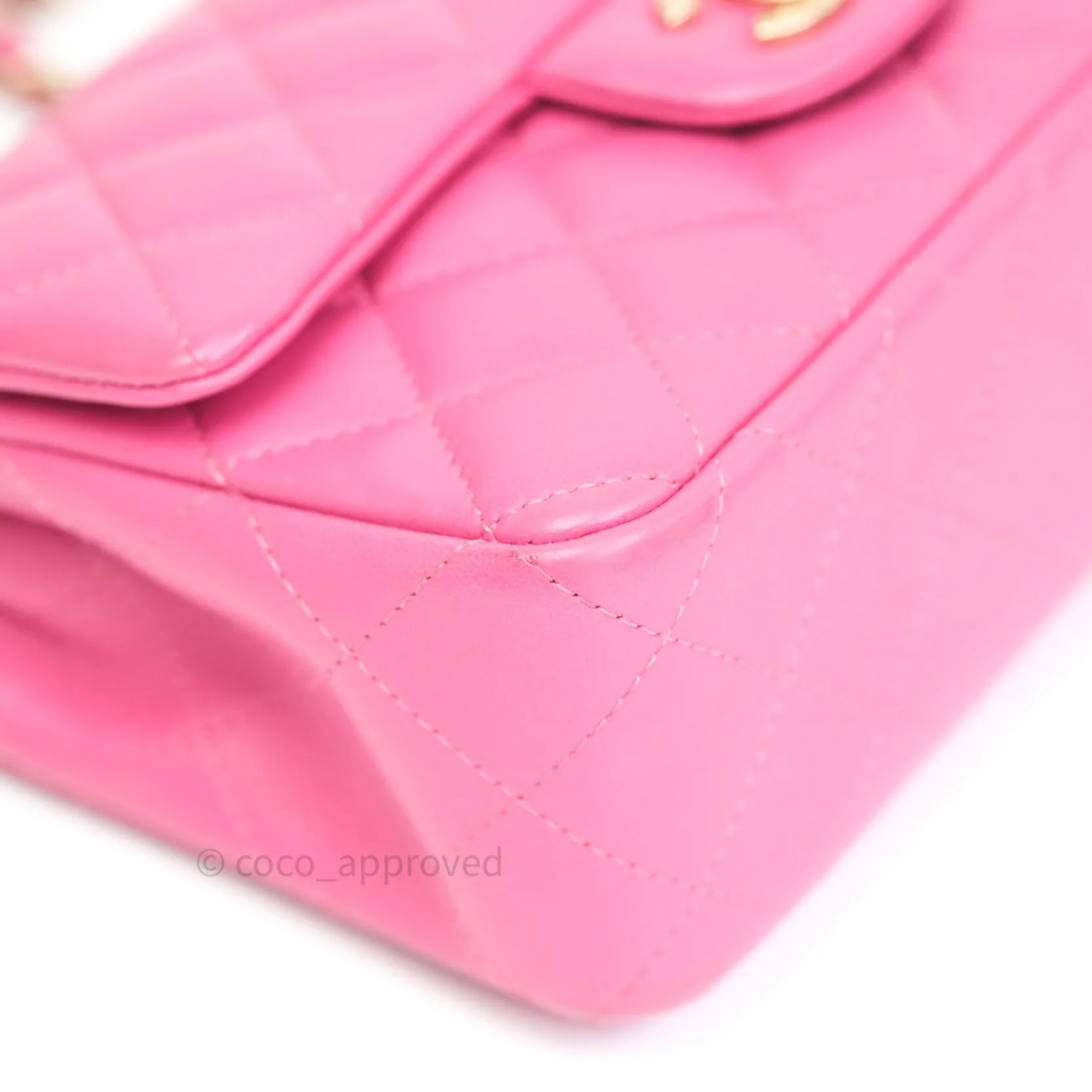 Chanel Quilted Mini Rectangular Pink Lambskin Gold Hardware