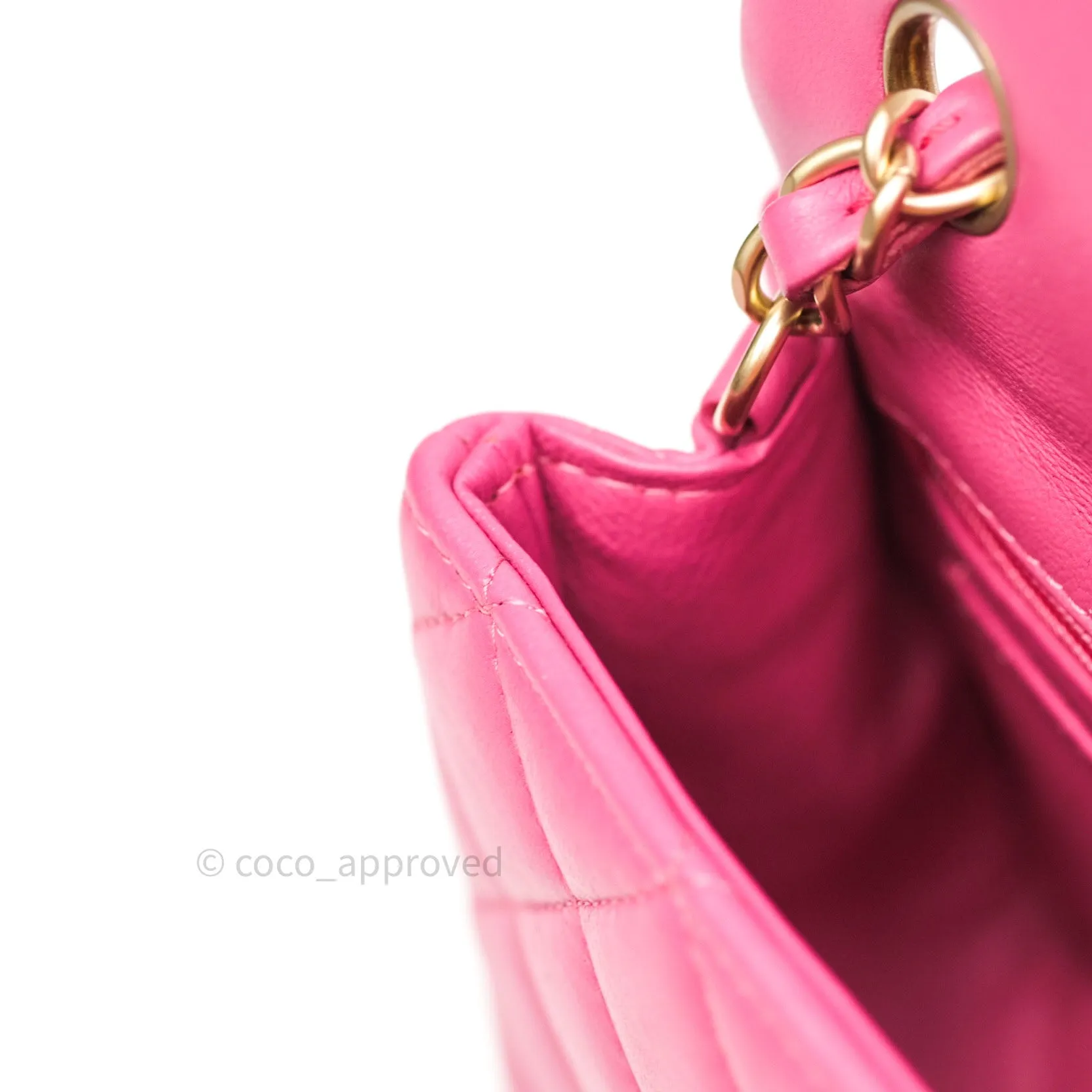Chanel Quilted Mini Rectangular Pink Lambskin Gold Hardware