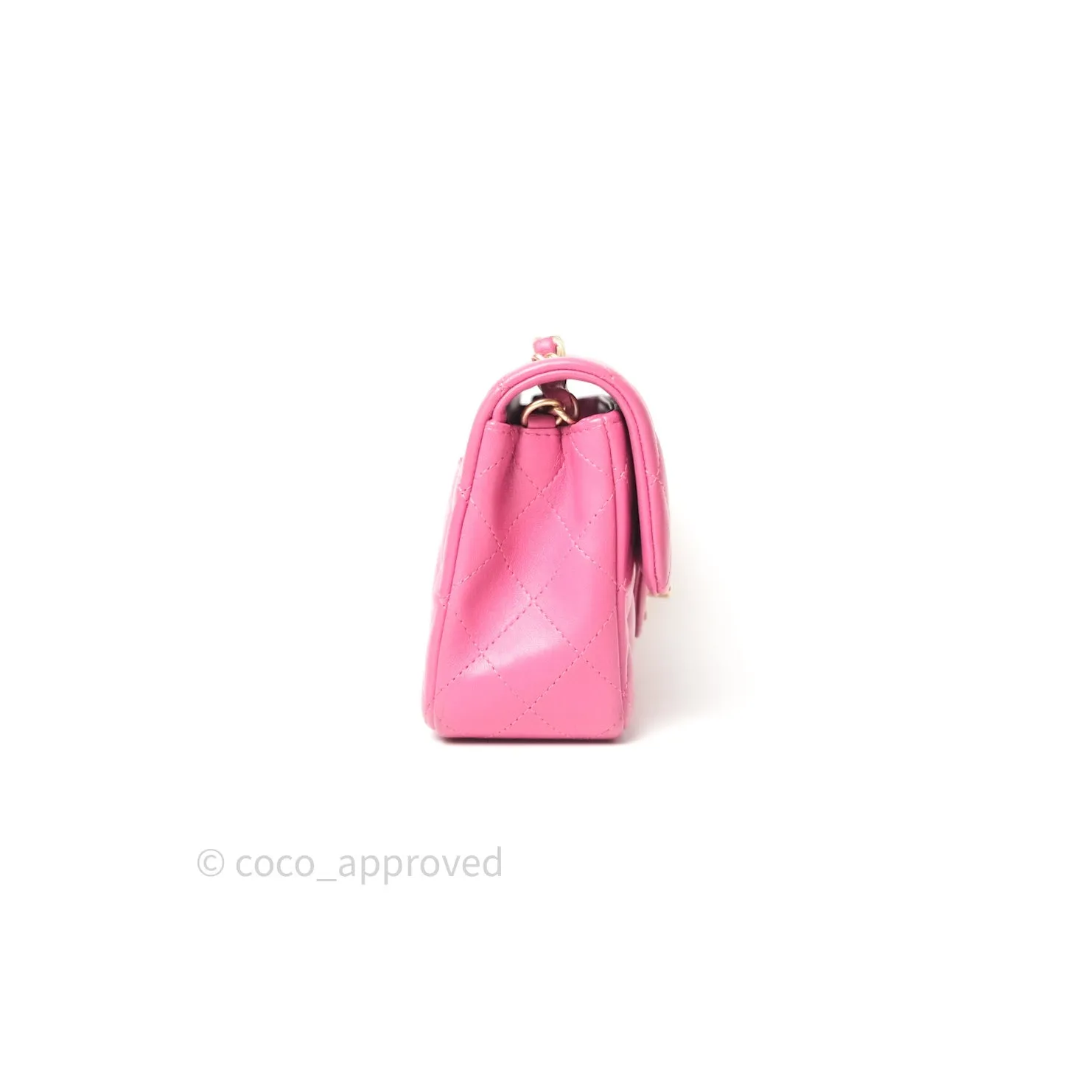 Chanel Quilted Mini Rectangular Pink Lambskin Gold Hardware