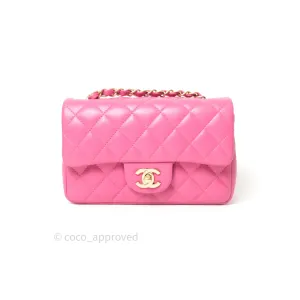 Chanel Quilted Mini Rectangular Pink Lambskin Gold Hardware