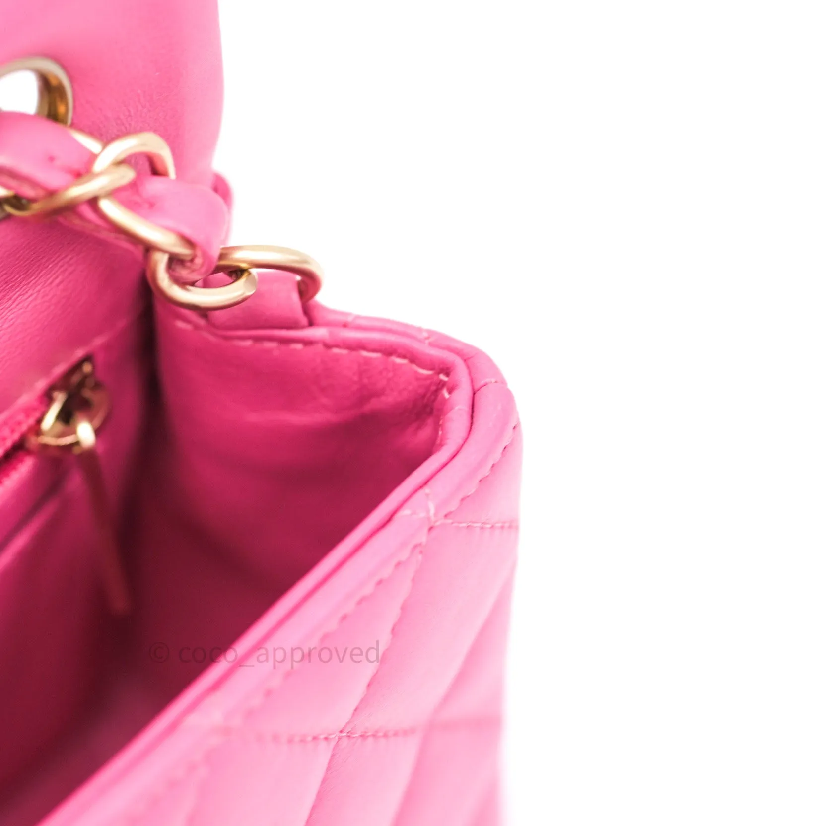 Chanel Quilted Mini Rectangular Pink Lambskin Gold Hardware
