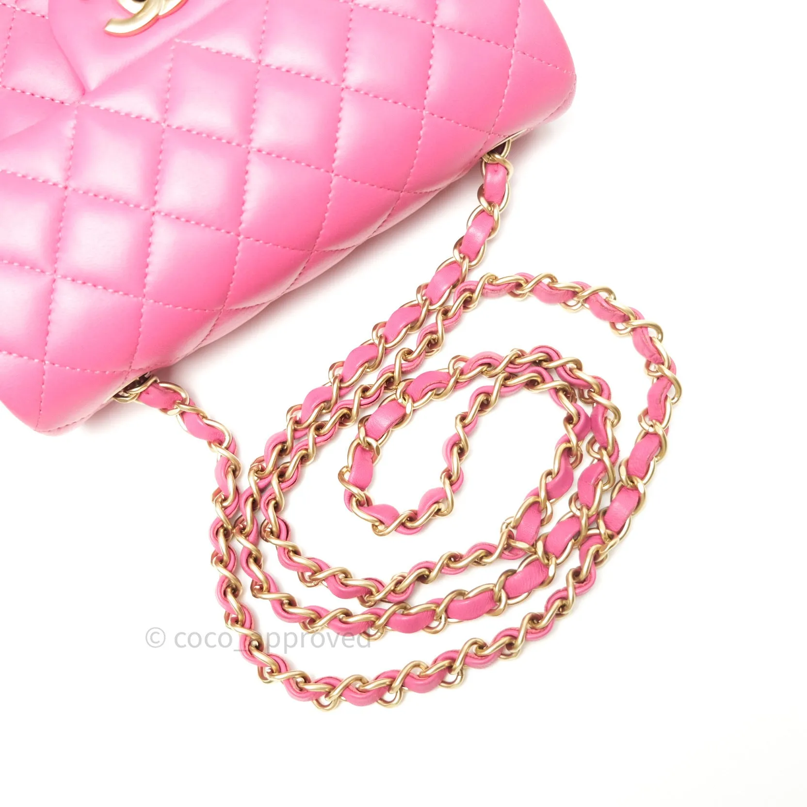 Chanel Quilted Mini Rectangular Pink Lambskin Gold Hardware