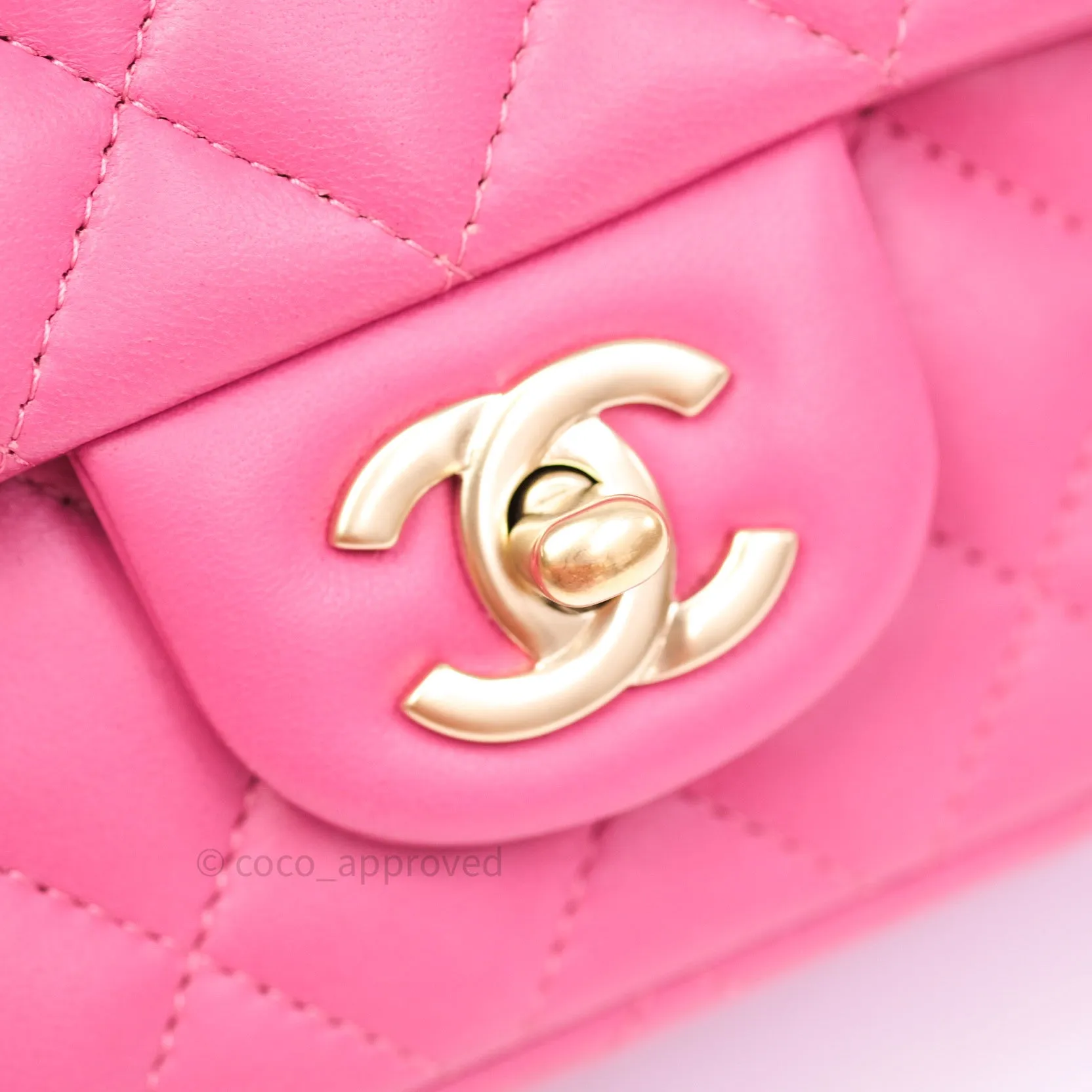 Chanel Quilted Mini Rectangular Pink Lambskin Gold Hardware