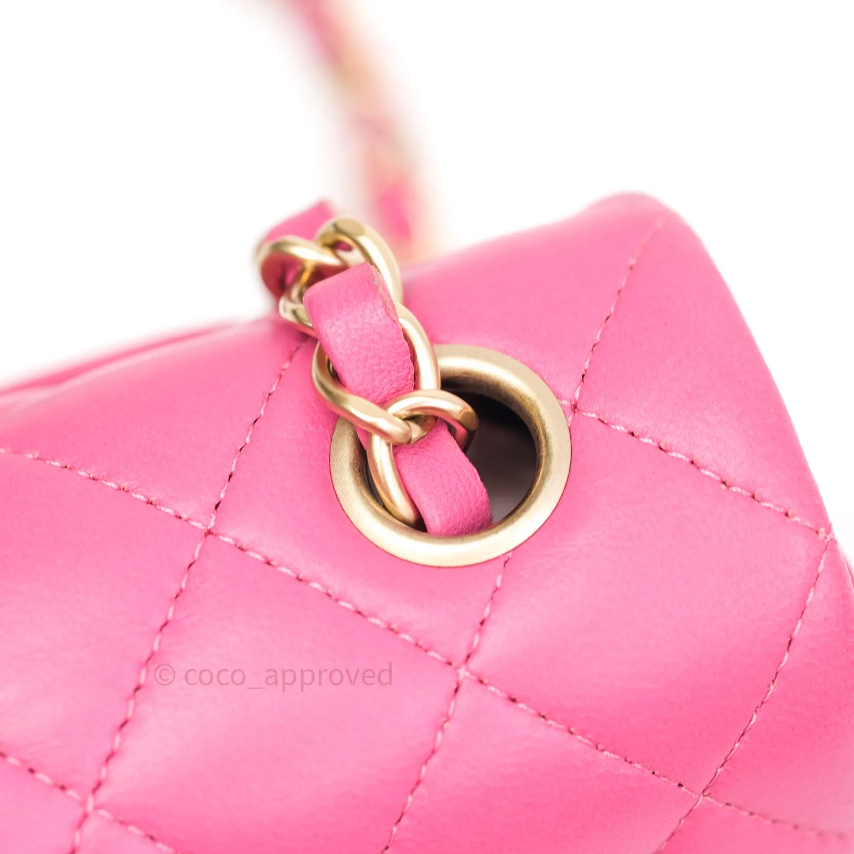 Chanel Quilted Mini Rectangular Pink Lambskin Gold Hardware