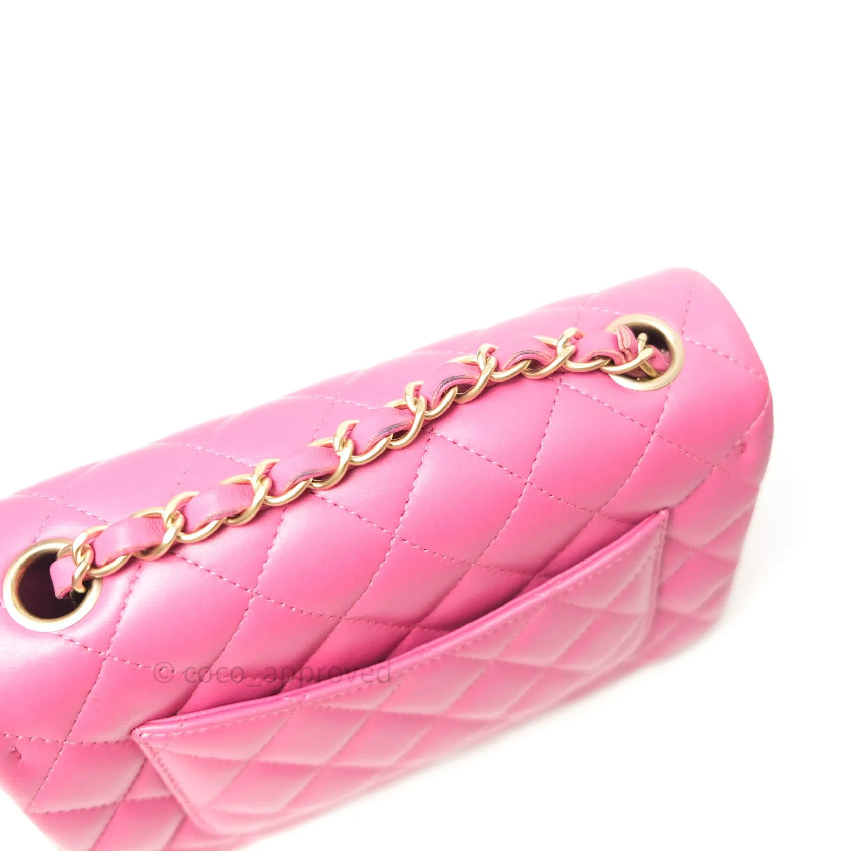 Chanel Quilted Mini Rectangular Pink Lambskin Gold Hardware