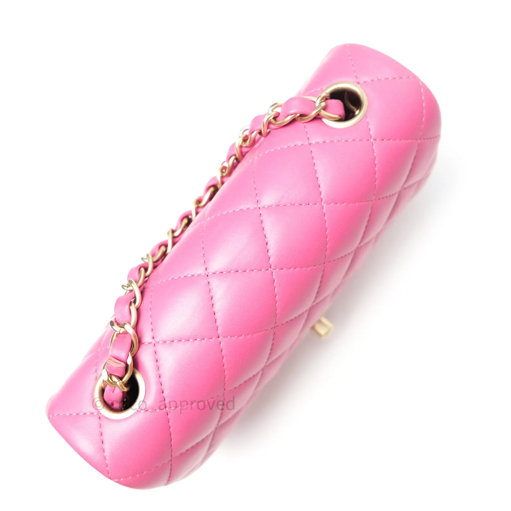 Chanel Quilted Mini Rectangular Pink Lambskin Gold Hardware