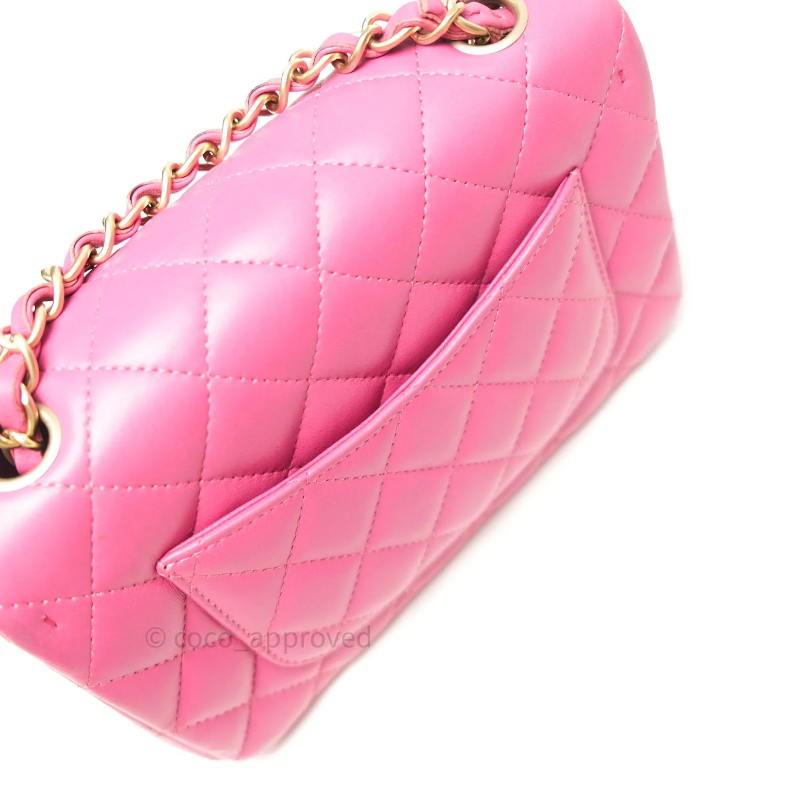 Chanel Quilted Mini Rectangular Pink Lambskin Gold Hardware
