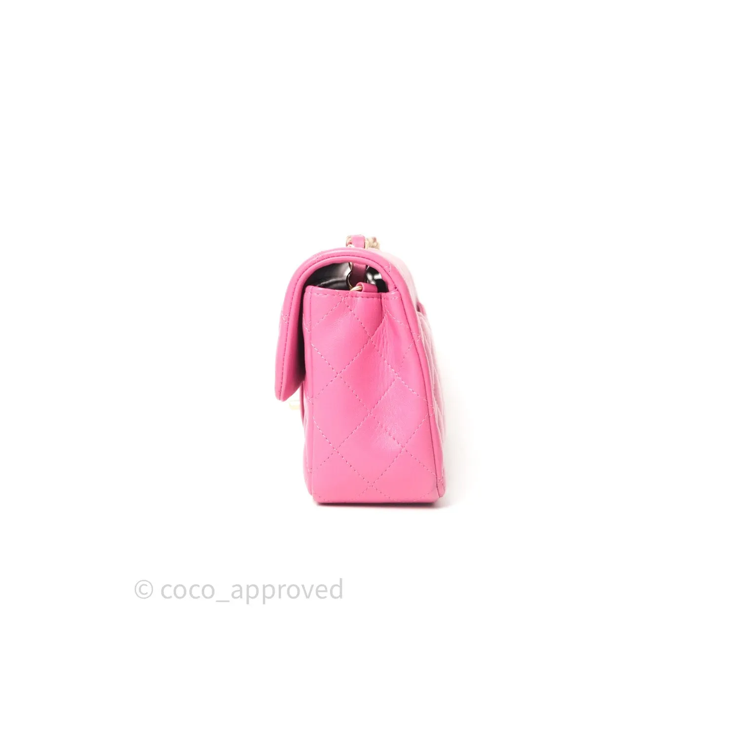 Chanel Quilted Mini Rectangular Pink Lambskin Gold Hardware